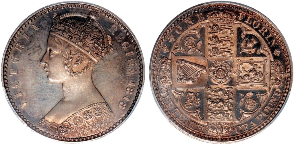 42-1024x504 1848年 ヴィクトリア ゴッドレスフローリン パターン銀貨 2シリング