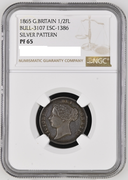  1865年 ヴィクトリア パターン銀貨 ハーフフローリン NGC PF65　