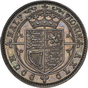 v18652sb300x299 1865年 ヴィクトリア パターン銀貨 ハーフフローリン NGC PF65　